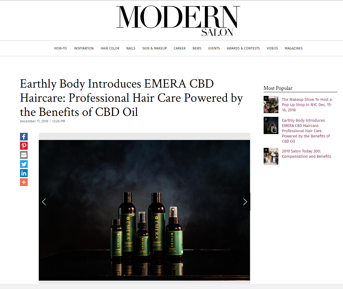 EMERA CBD Hair Care | Press | Modern Salon