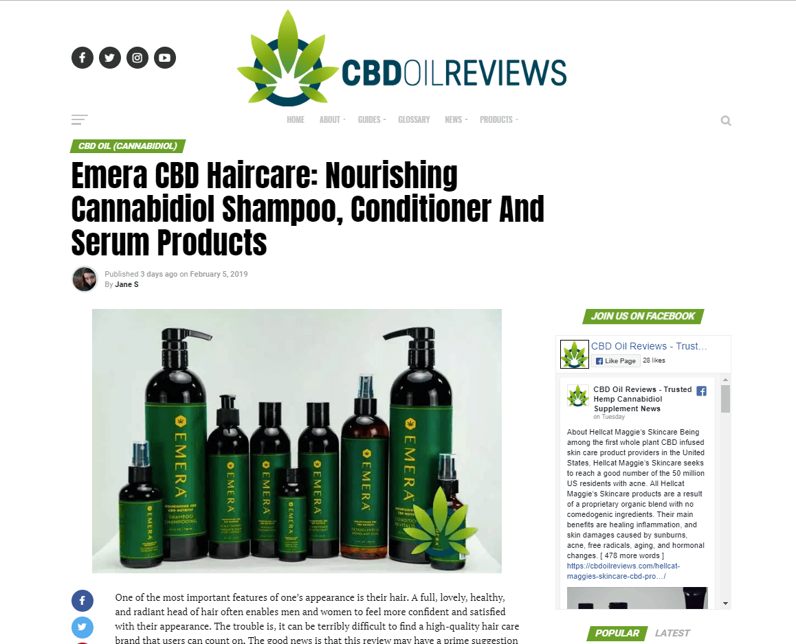 EMERA CBD Hair Care | Press | CBD Oil Reviews