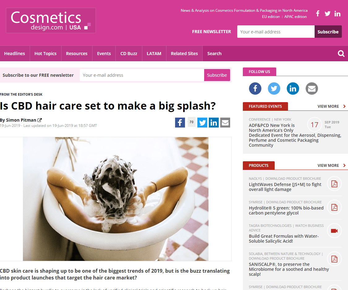 EMERA CBD Hair Care | Press | Cosmetics Design