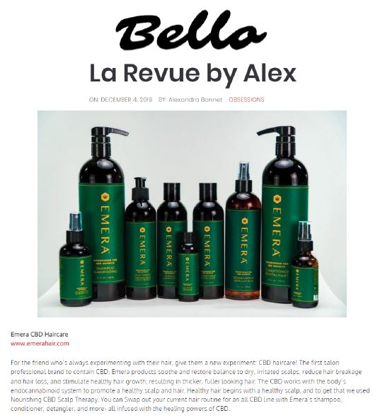 EMERA CBD Hair Care | Press | Bello Magazine